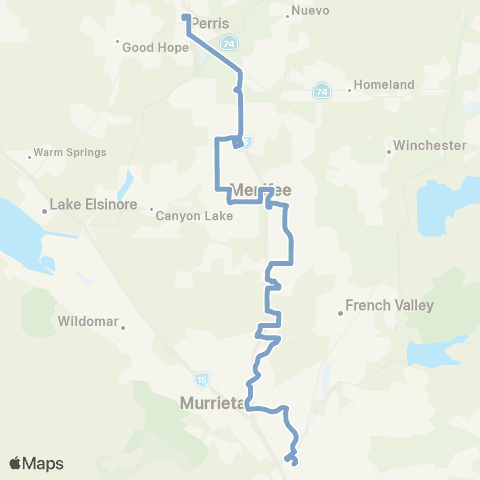 Riverside Transit Agency Perris-Menifee-Murrieta-Temecula map