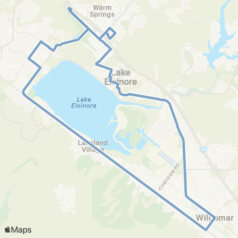 Riverside Transit Agency Lake Elsinore Wildomar Loop Routes map