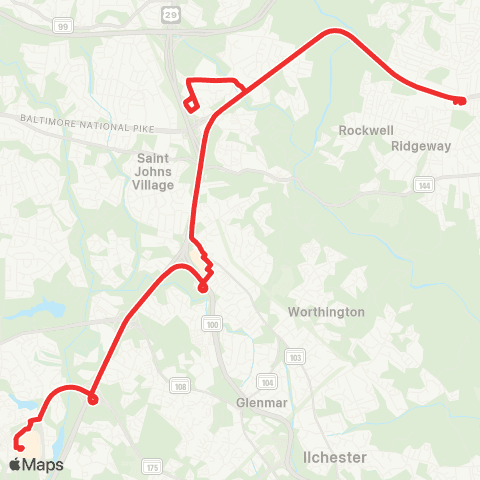 RTA of Central Maryland Columbia / Catonsville map