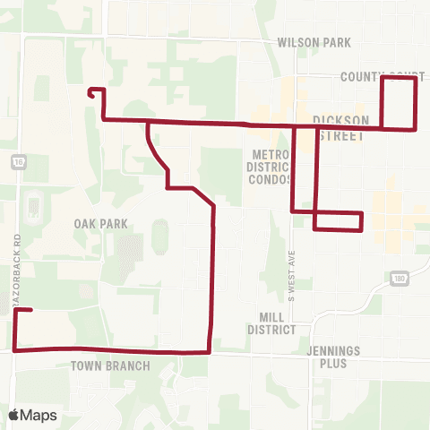 Razorback Transit Route 14 Non Peak map