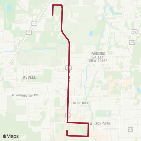 Razorback Transit Route 21 Non Peak map
