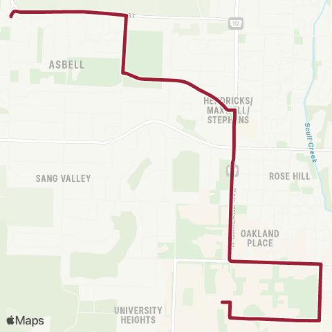 Razorback Transit Route 33 Non Peak map