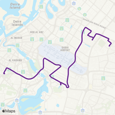 RTA Al Qusais Bus Sta - Al Satwa Bus Sta map