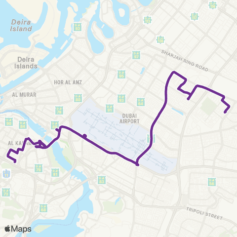 RTA Al Karama Bus Sta - Al Qusais Bus Sta map