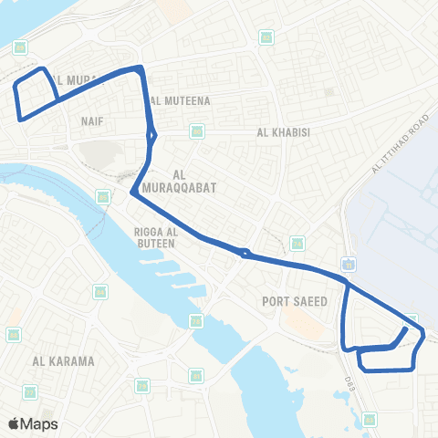 RTA Al Garhoud MS - Sabkha, Turnoff map