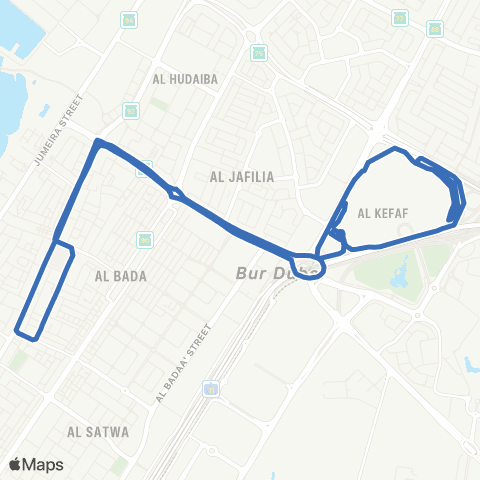 RTA Al Jafiliya Bus Sta (Dubai Frame) - Al Wasl Pk map