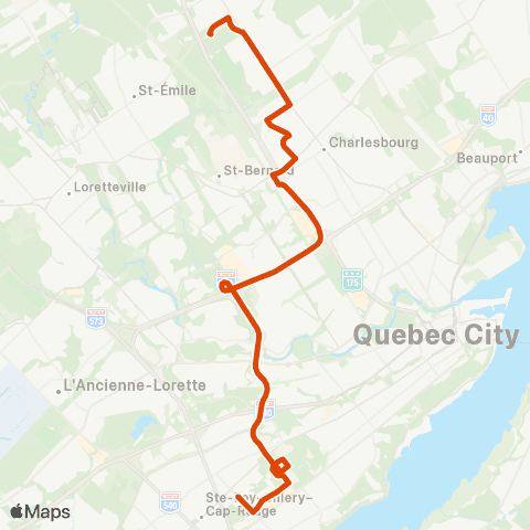 RTC Ste-Foy Ctre via Univ. Laval - Terminus de la Faune map