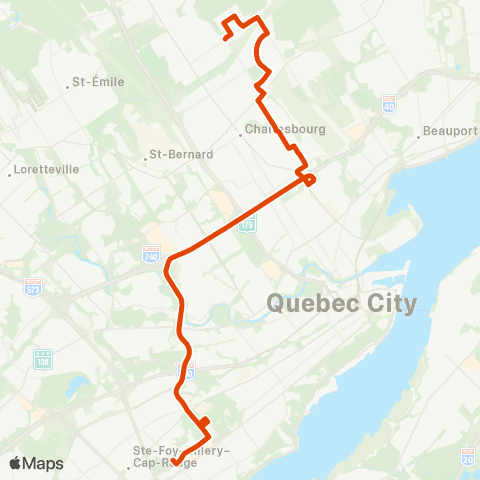 RTC Ste-Foy Ctre via Univ. Laval - Bourg-Royal map