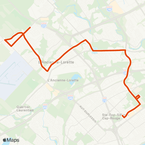 RTC Ste-Foy Ctre via Univ. Laval - l'Ancienne-Lorette map