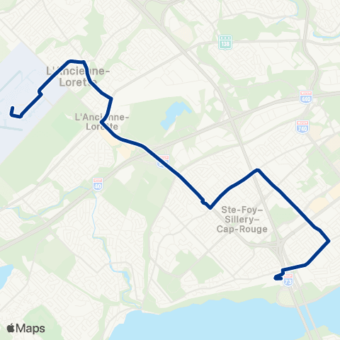 RTC Gare de Train de Ste-Foy - Aéroport Intl Jean-Lesage map
