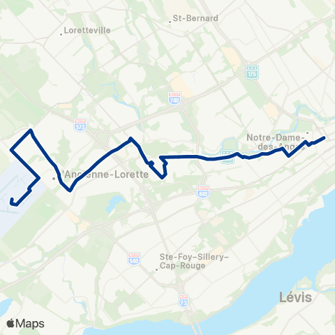 RTC Pl. Jacques-Cartier - Aéroport Intl Jean-Lesage map
