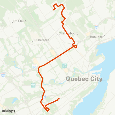 RTC Cégep Garneau via Univ. Laval - Bourg-Royal map