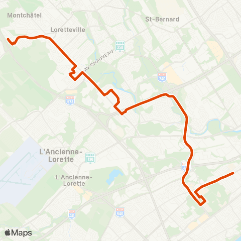 RTC Cégep Garneau via Univ. Laval - Neufchâtel map