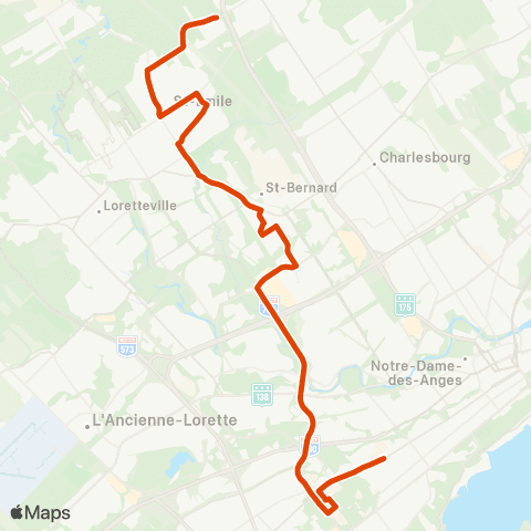 RTC Cégep Garneau via Univ. Laval - St-Émile map