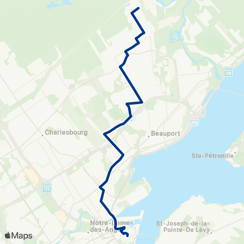 RTC Terminus Beauport / Vieux-Québec - Ste-Thérèse-de-Lisieux map