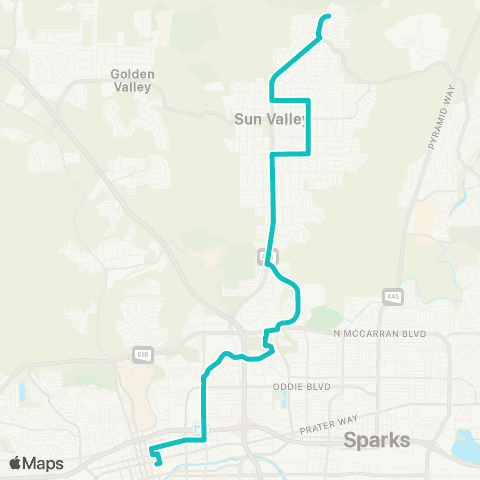 RTC Ride Sun Valley via Sutro / Wedekind map