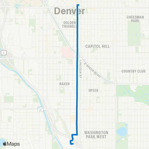RTD South Broadway Limited map