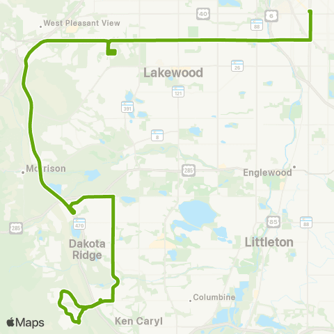 RTD South Simms Express map