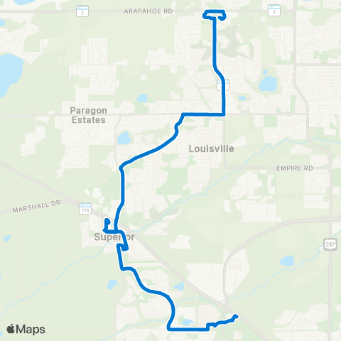RTD Lafayette / Louisville / Broomfield map