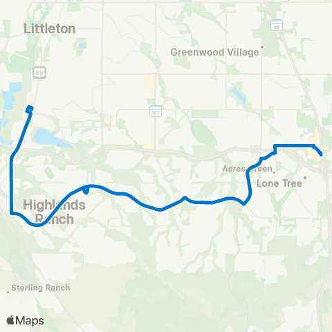 RTD Highlands Ranch Parkway map