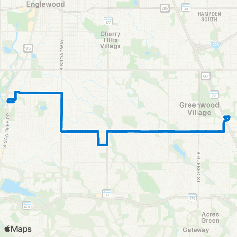 RTD Arapahoe Road map