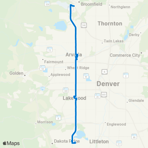RTD Wadsworth Blvd map