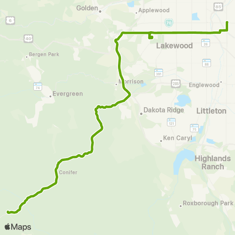 RTD Pine Junction / Conifer / Denver map