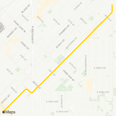 RTD 16th / Stout - 30th / Downing map