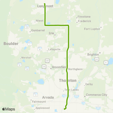 RTD Longmont I-25 Express map