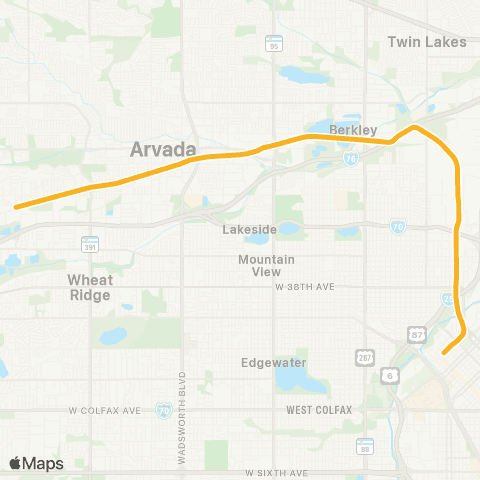 RTD Union Station - Wheat Ridge / Ward map
