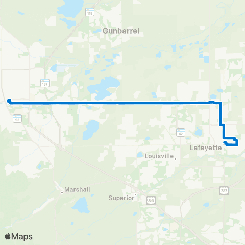 RTD Boulder / Lafayette / Erie map