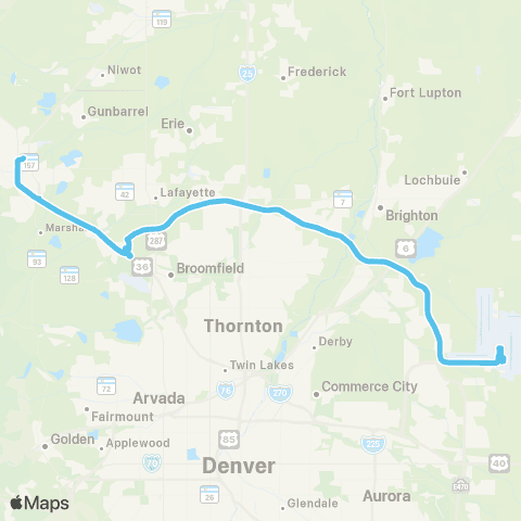 RTD Boulder / Denver Airport map