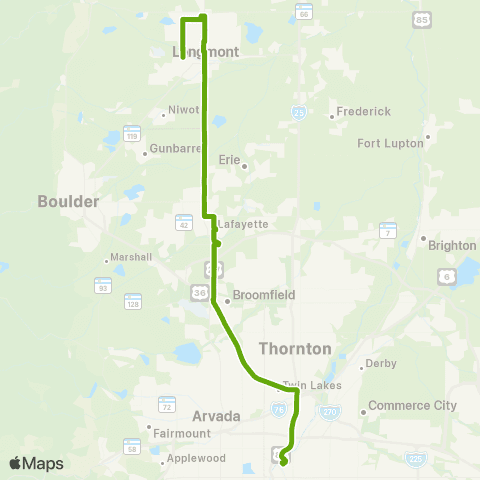 RTD Longmont / Denver map