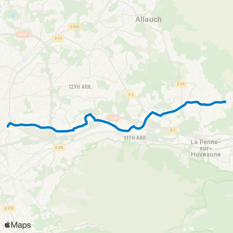 RTM Métro la Timone - Eoures map