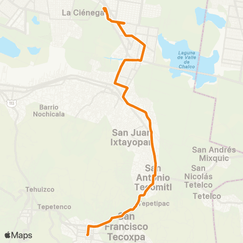 RTP Villa Milpa Alta - Metro Tláhuac map