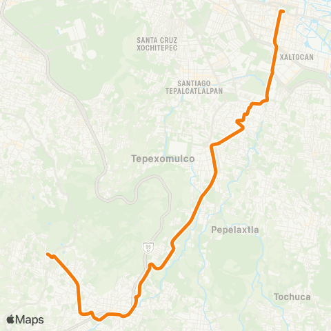 RTP San Miguel Tehuizco - Xochimilco / Palmas map