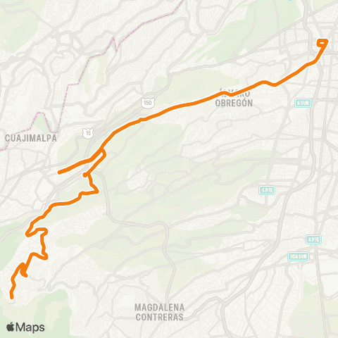 RTP Santa Rosa Xochiac - Metro Tacubaya map