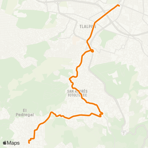RTP Santo Tomás Ajusco - Estadio Azteca map