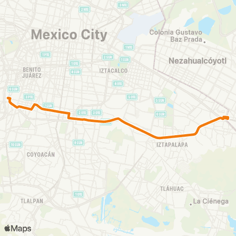 RTP Metro Santa Martha - Metro Mixcoac map