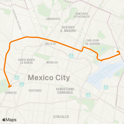 RTP Aragón por Av. 604 - Metro Chapultepec (Expreso) map