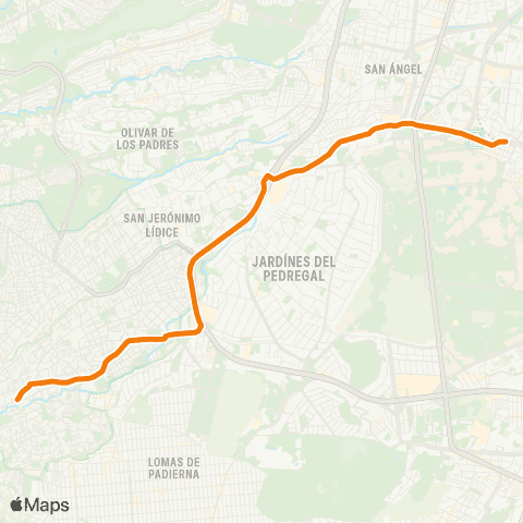 RTP Magdalena Atlitico a Metro Copilco map