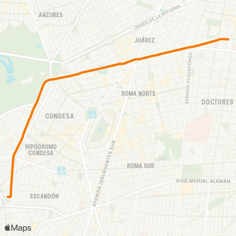 RTP Balderas - Alameda Tacubaya map