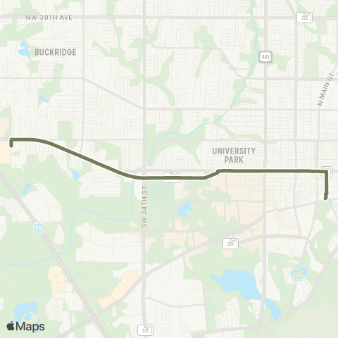 RTS Downtown Station to Oaks Mall map