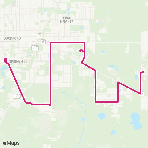RTS Downtown Station to Eastwood Meadows map