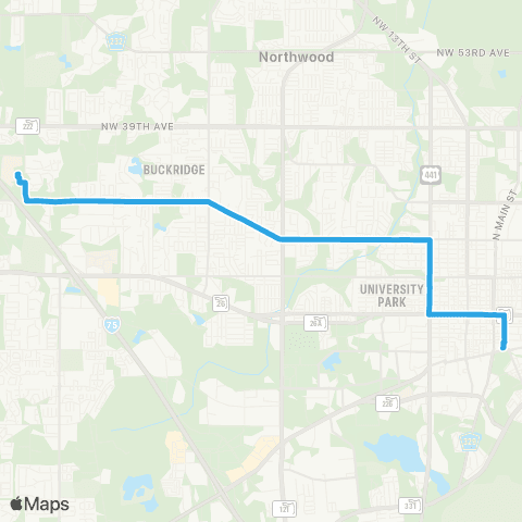 RTS Downtown Station To Santa Fe College map