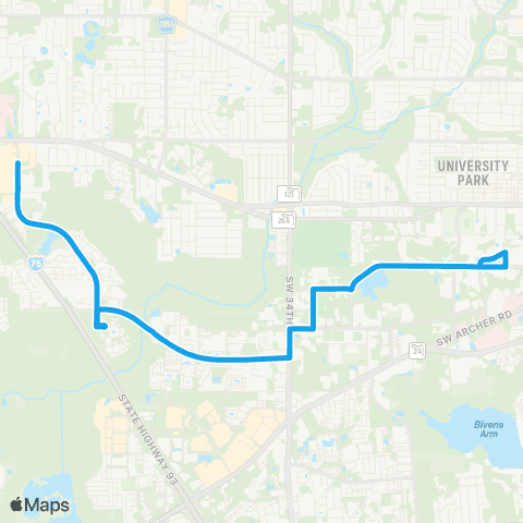 RTS Reitz Union To Oaks Mall map