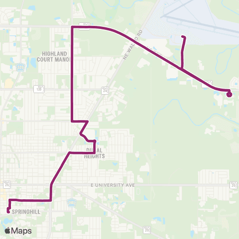 RTS Downtown Station to Airport map
