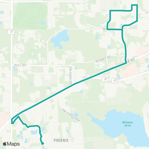 RTS Reitz Union to Gainesville Place map