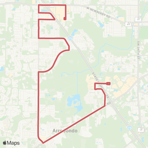 RTS Oaks Mall to Butler Plaza map