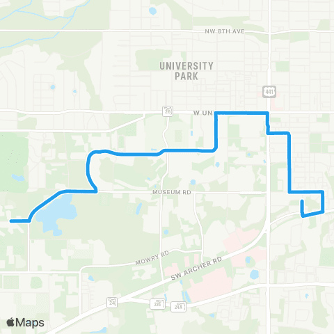 RTS UF E / W Circulator (Lakeside To Sorority Row) map